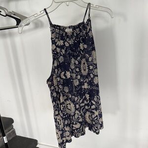 Lucky Brand Navy and Cream Floral Tank Top